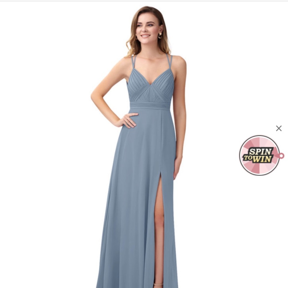 Azazie Aubrey Size 10 Bridesmaid Dress Dusty Blue